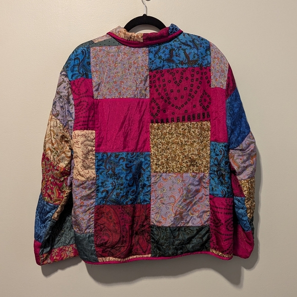 Silk patchwork Tantrums Collection jacket with buttons and embroidery size L - Picture 4 of 4